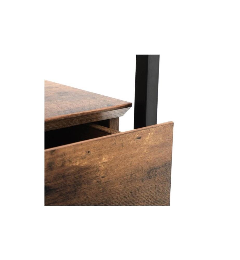 VASAGLE - Table d'appoint avec tiroir 43 x 54 cm, Brun/Noir