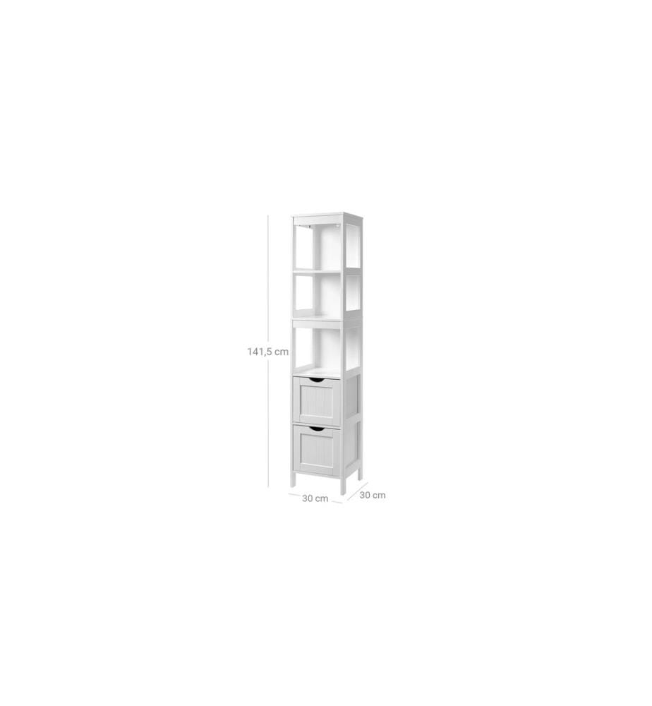 VASAGLE - Badezimmerregal Landhausstil 30 x 141.5 cm, Weiss