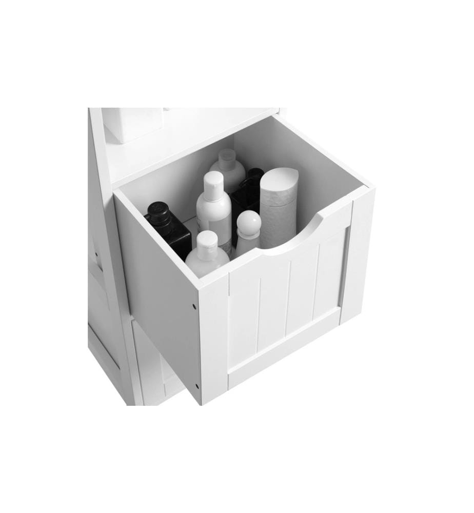 VASAGLE - Badezimmerregal Landhausstil 30 x 141.5 cm, Weiss