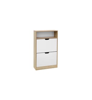 VASAGLE - Armoire à chaussures avec rabats 60 x 102 cm, Nature/Blanc