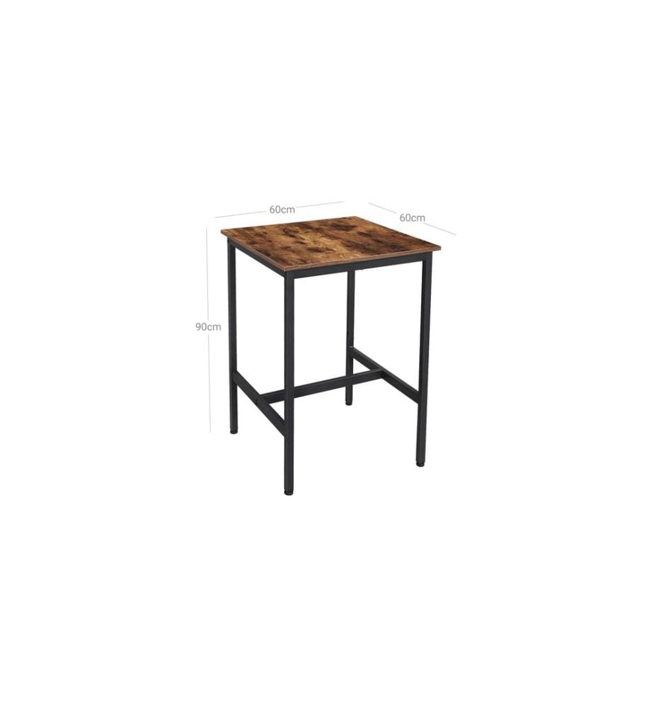 VASAGLE - Table de bar 60 x 92 cm, Brun/Noir