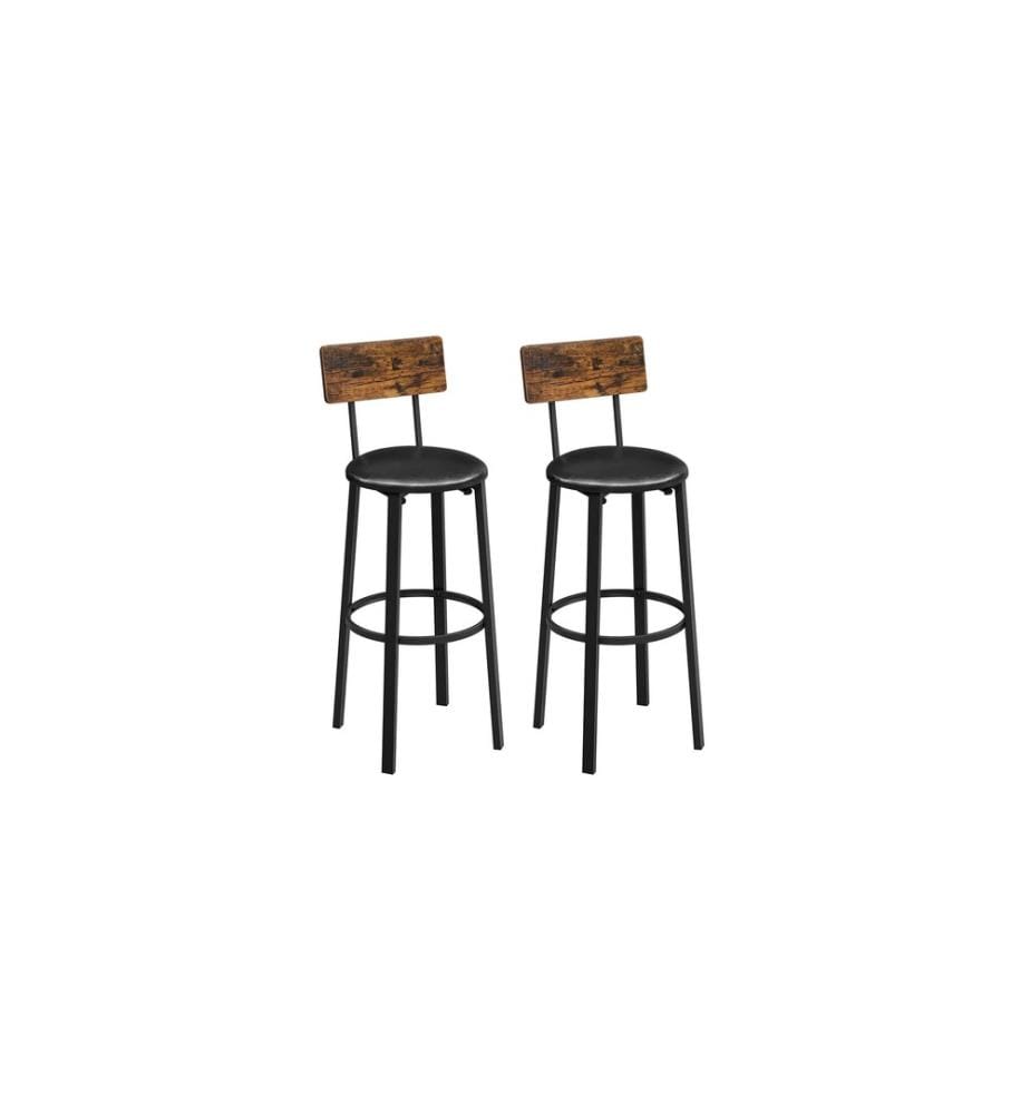 VASAGLE - Tabouret de bar Lot de 2 39 x 100 cm, Brun/Noir