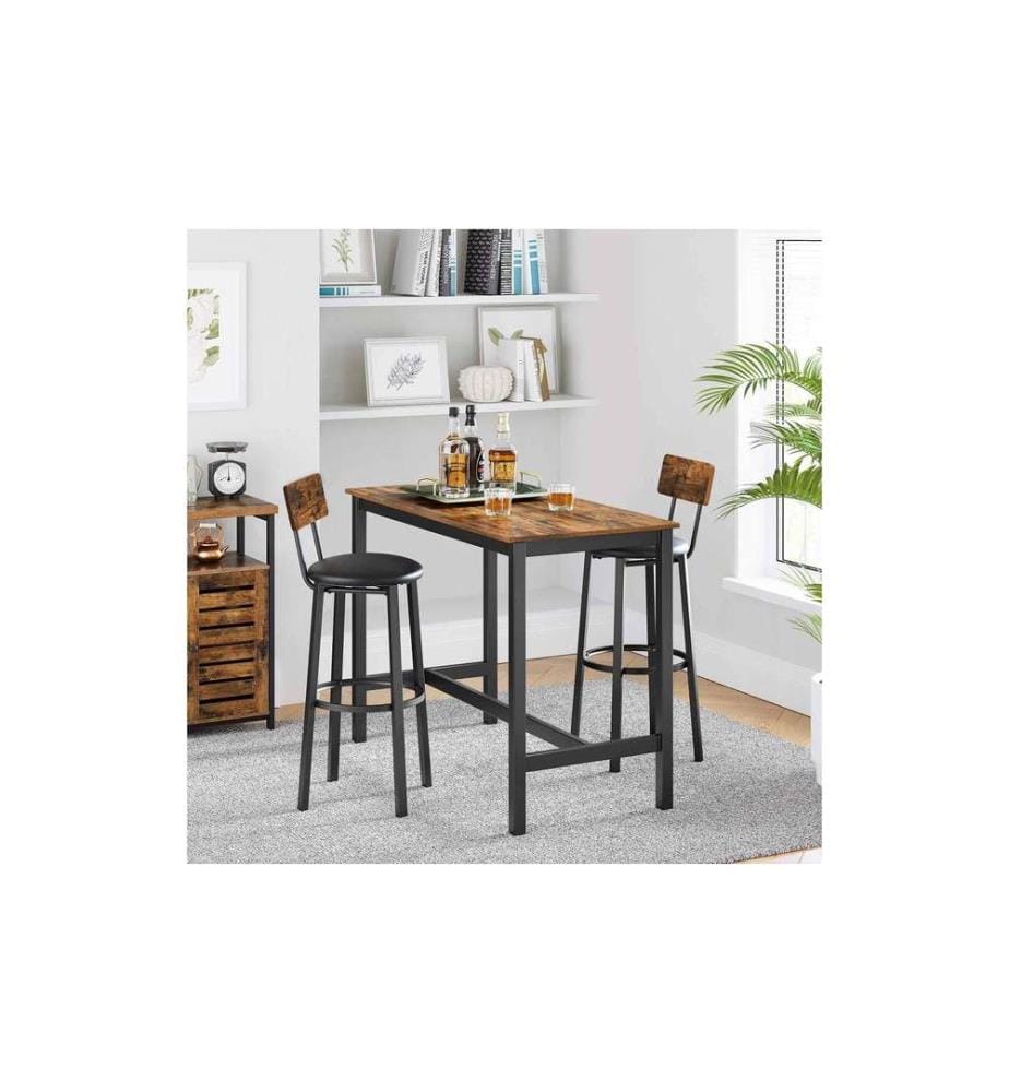 VASAGLE - Tabouret de bar Lot de 2 39 x 100 cm, Brun/Noir