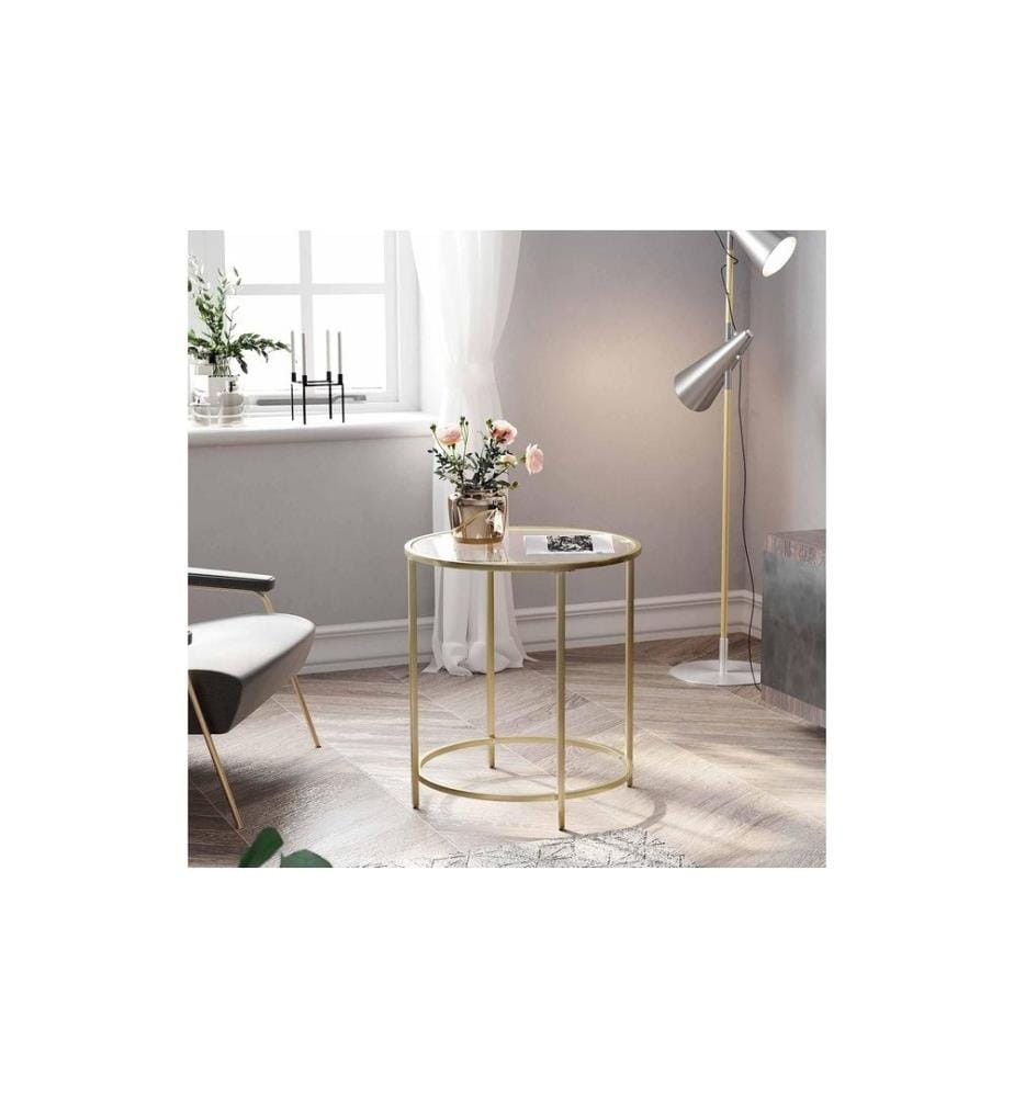 VASAGLE - Table d'appoint rond 50 x 55 cm, Doré