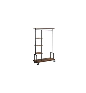 VASAGLE - Portemanteau sur roulettes 174.5 cm, Brun/Noir