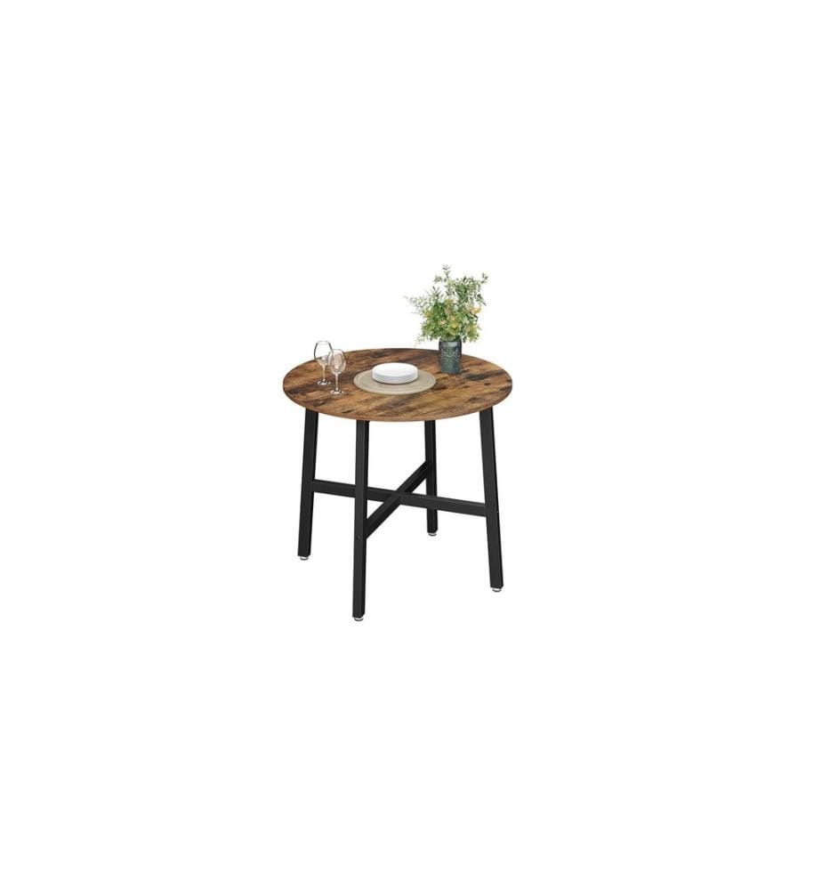 VASAGLE - Table rond 80 x 75 cm, Brun/Noir