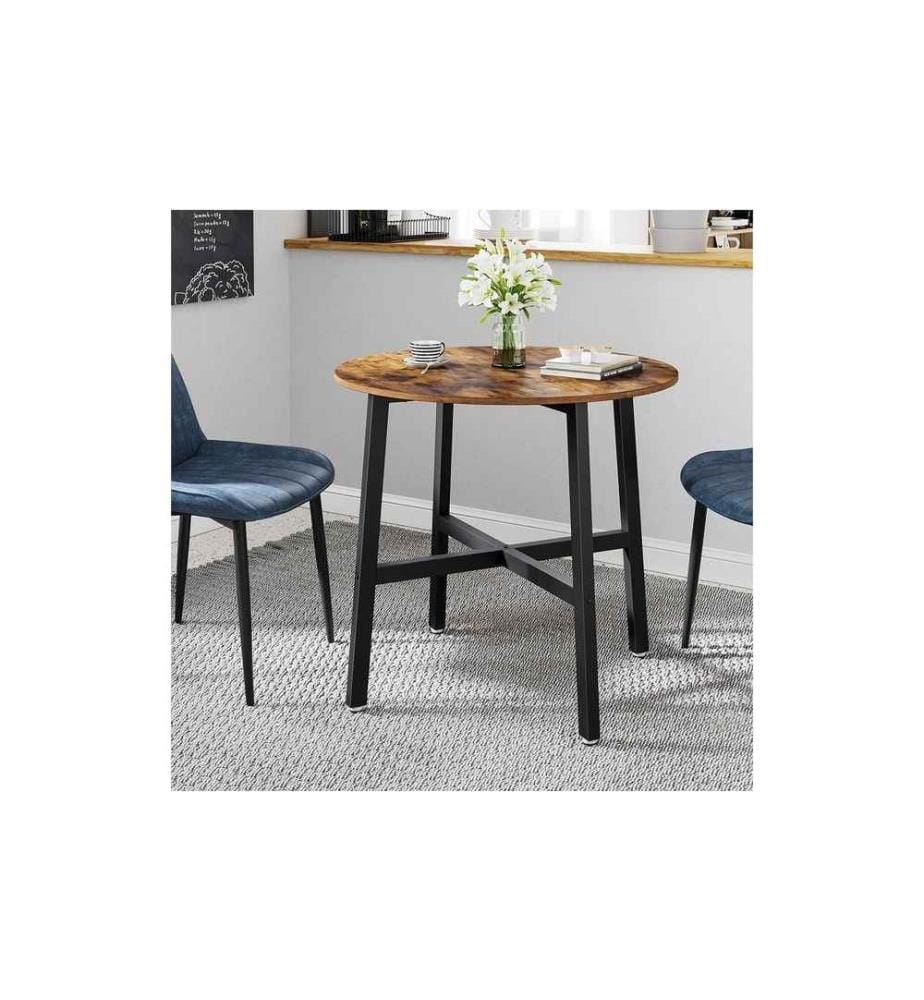 VASAGLE - Table rond 80 x 75 cm, Brun/Noir