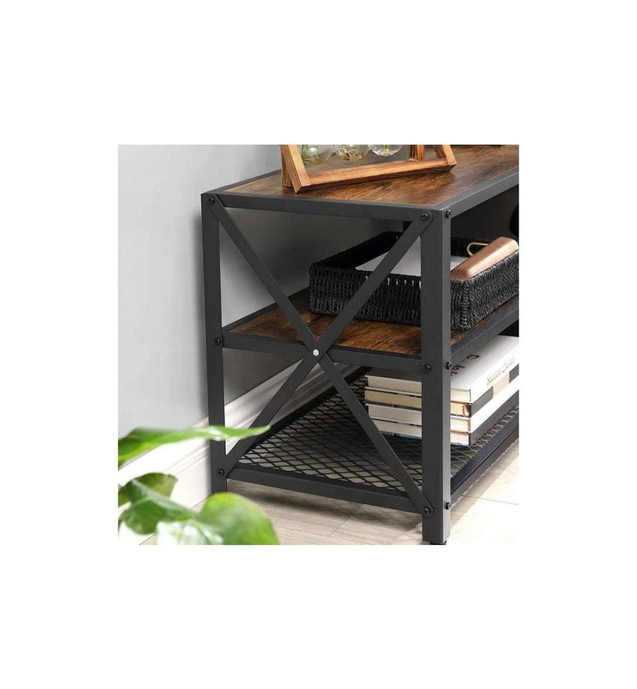 VASAGLE - TV-Möbel mit Ablagen 160 x 39.2 cm, Braun/Schwarz