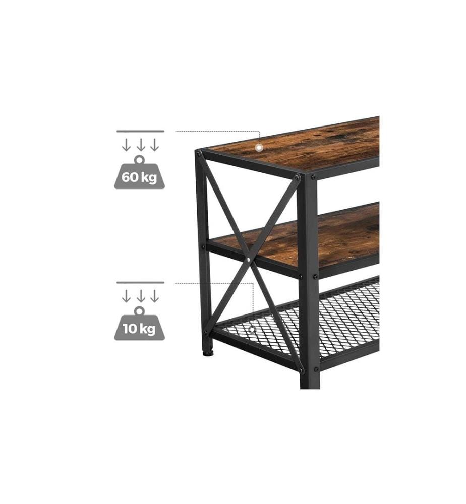 VASAGLE - TV-Möbel mit Ablagen 160 x 39.2 cm, Braun/Schwarz