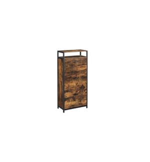 VASAGLE - Armoire à chaussures avec 3 volets 60 x 130 cm, Brun/Noir