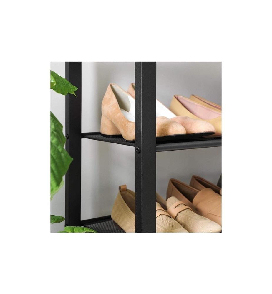 VASAGLE - Schuhregal mit 4 Ablagen 100 x 92.5 cm, Grau/Schwarz