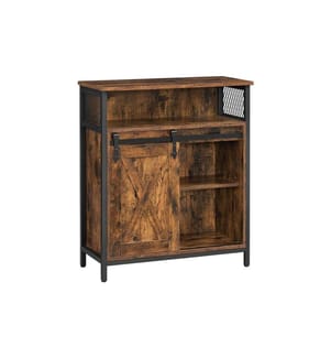 VASAGLE - Commode avec porte coulissante 70 x 80 cm, Brun/Noir