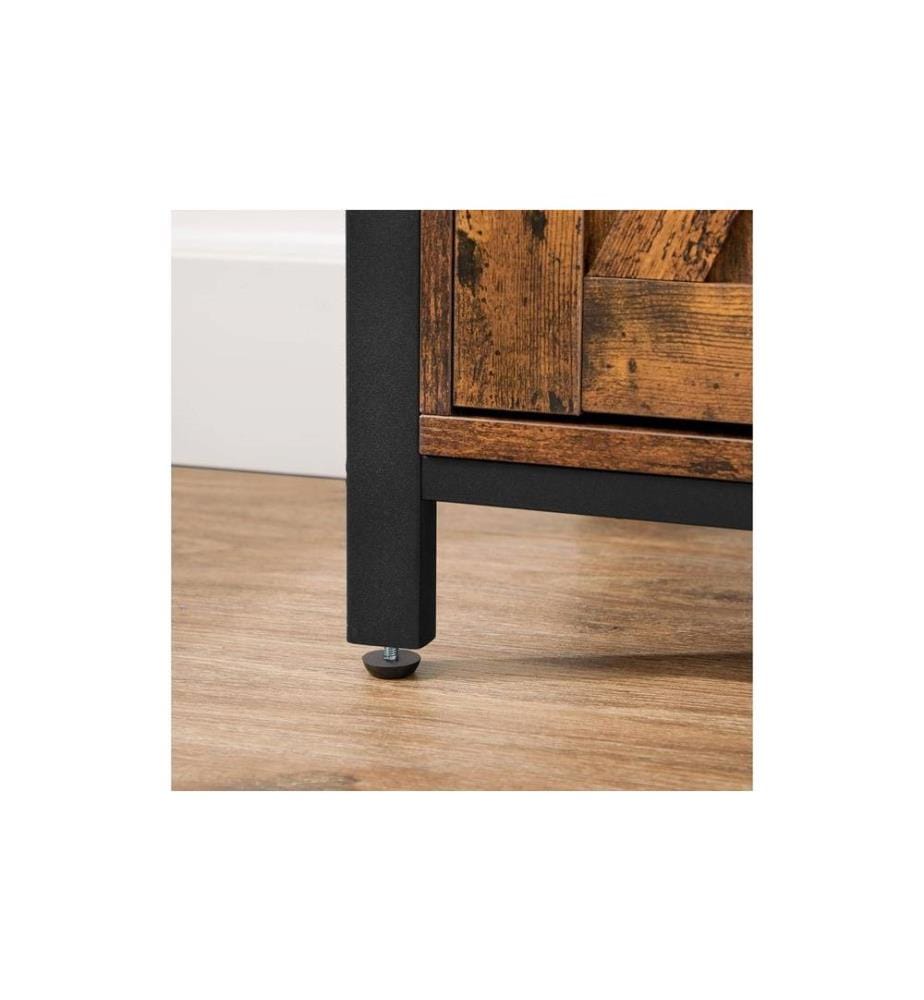 VASAGLE - Commode avec porte coulissante 70 x 80 cm, Brun/Noir