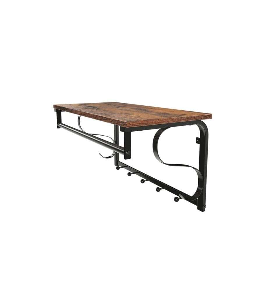 VASAGLE - Portemanteau mural Industrial Look 60 x 31,7 cm, Brun/Noir