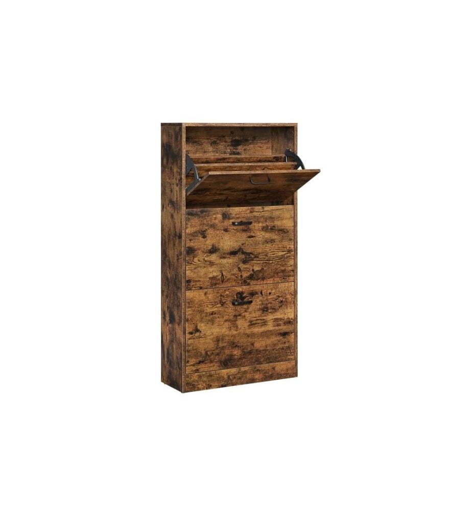 VASAGLE - Armoire à chaussures avec 3 volets 60 x 120 cm, Brun
