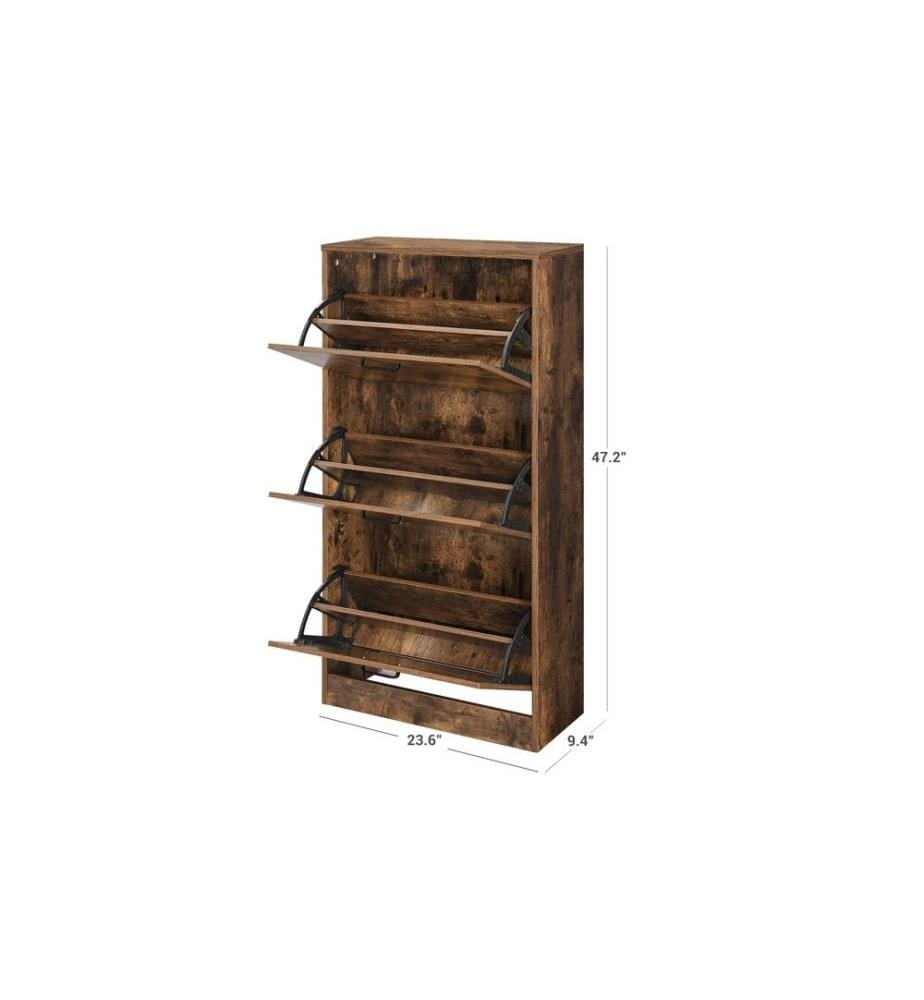 VASAGLE - Armoire à chaussures avec 3 volets 60 x 120 cm, Brun