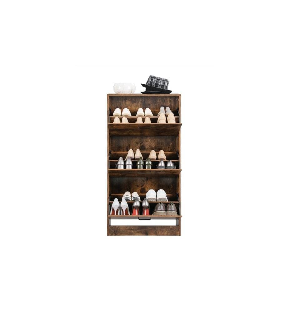 VASAGLE - Armoire à chaussures avec 3 volets 60 x 120 cm, Brun