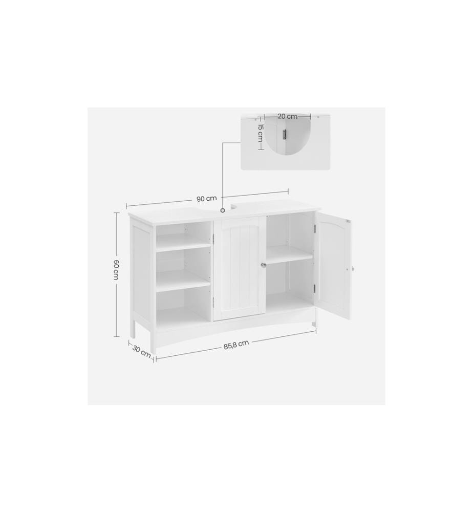 VASAGLE - Meuble sous lavabo 90 x 60 cm, Blanc