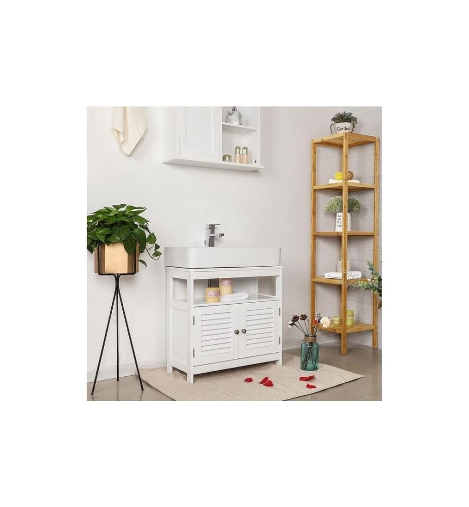 VASAGLE - Meuble sous lavabo avec portes 60 x 60 cm, Blanc