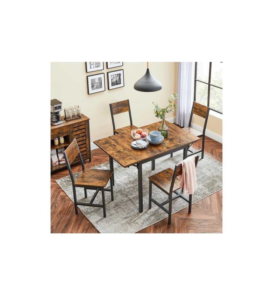 VASAGLE - Table pour 4 personnes 120 x 76,2 cm, Brun/Noir