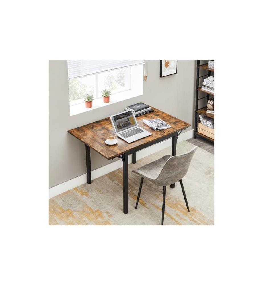 VASAGLE - Table pour 4 personnes 120 x 76,2 cm, Brun/Noir