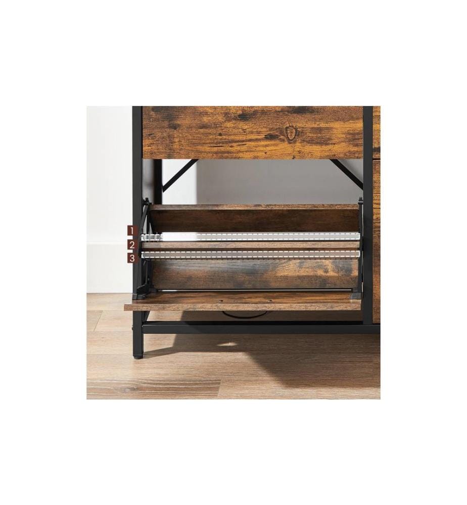 VASAGLE - Armoire à chaussures avec 4 volets 95 x 98.3 cm, Brun/Noir