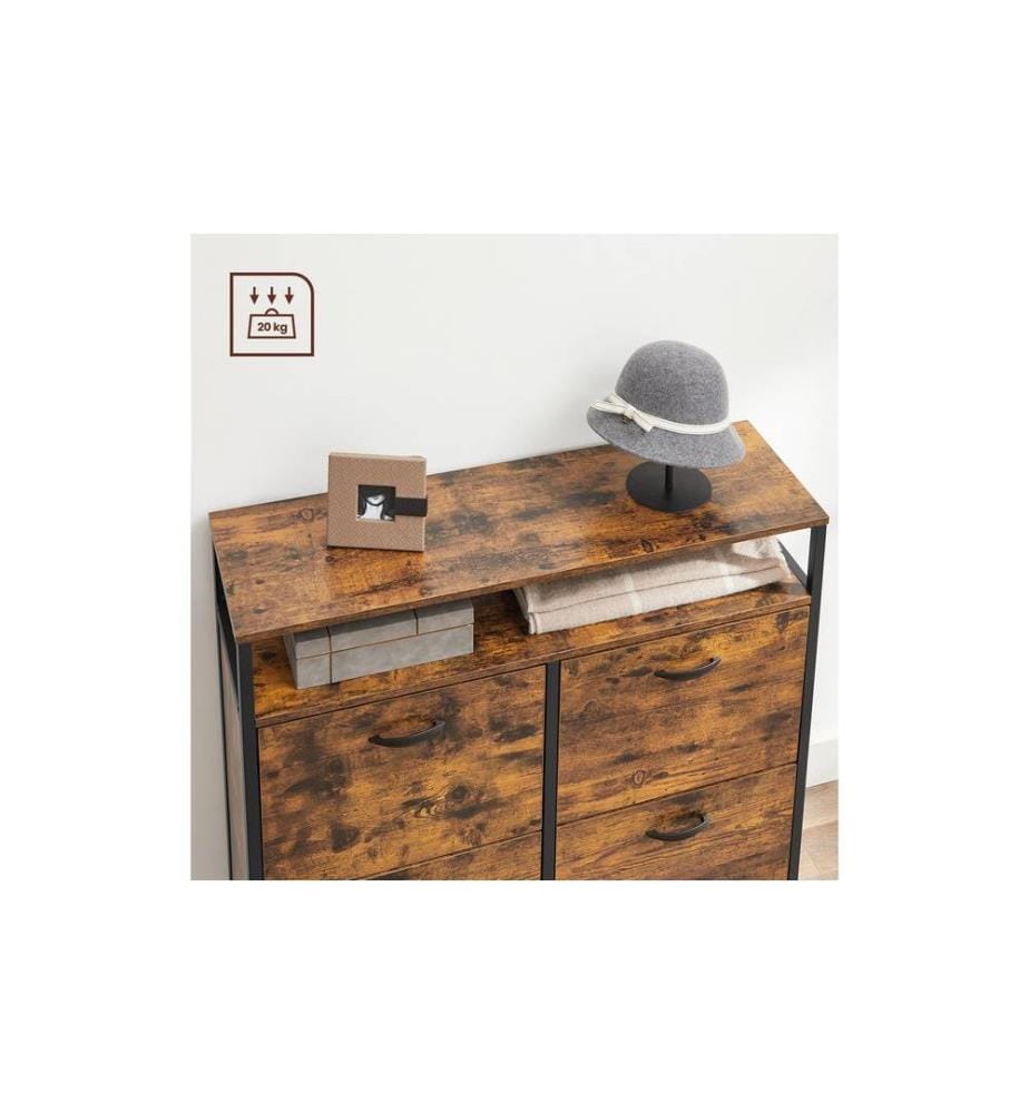 VASAGLE - Armoire à chaussures avec 4 volets 95 x 98.3 cm, Brun/Noir