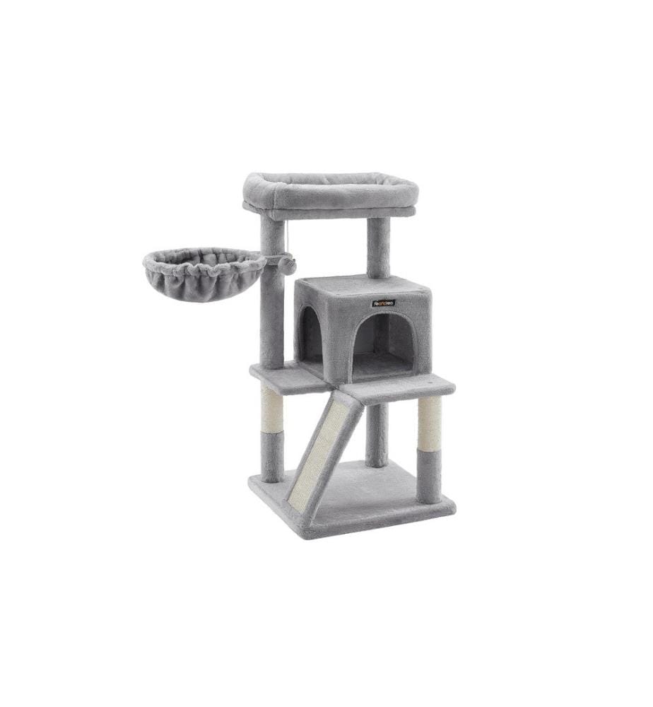 Feandrea - Arbre à chat avec planche à gratter, 96 cm, gris/beige