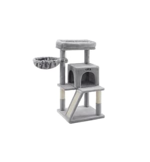 Feandrea - Arbre à chat avec planche à gratter, 96 cm, gris/beige