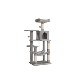 Feandrea - Arbre à chat avec hamac, 143 cm, gris/beige