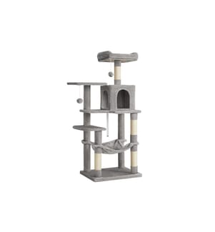 Feandrea - Arbre à chat avec hamac, 143 cm, gris/beige