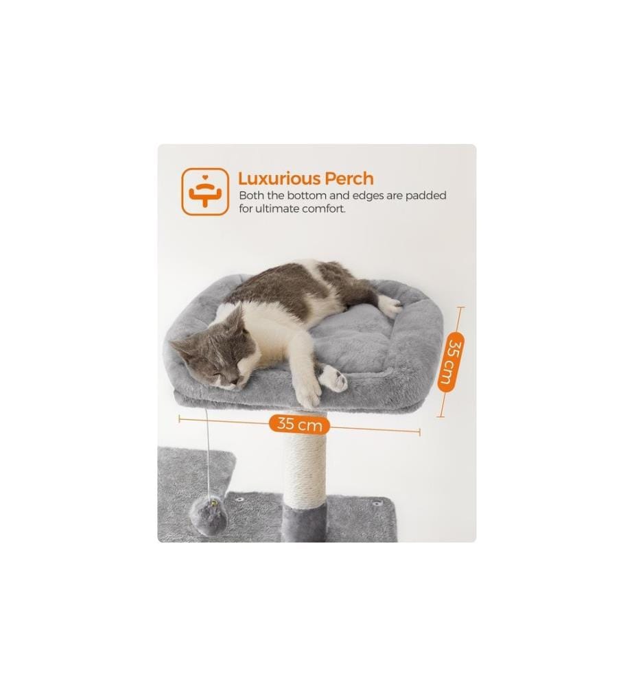 Feandrea - Arbre à chat avec hamac, 143 cm, gris/beige
