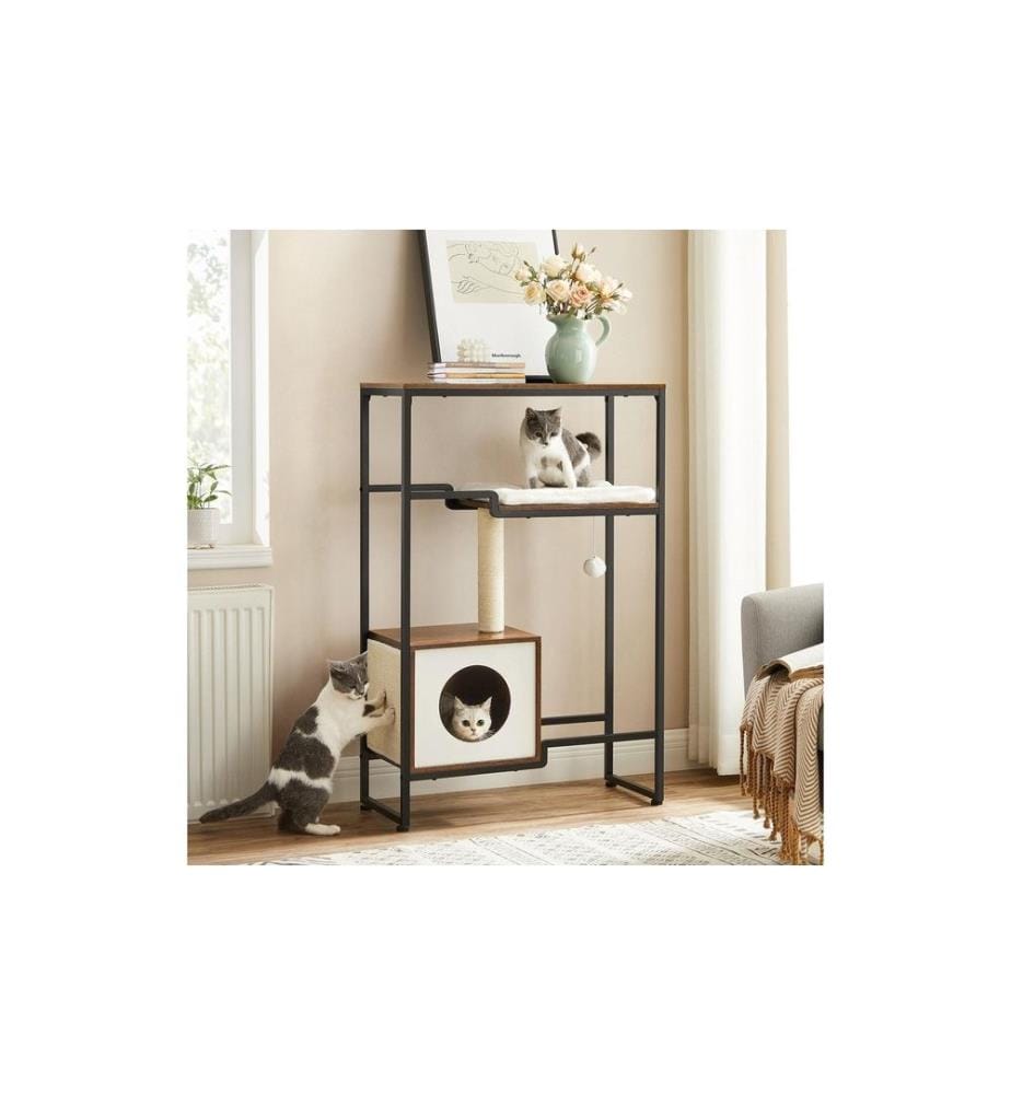 Feandrea - Arbre à chat avec tablette, 114 cm, brun vintage