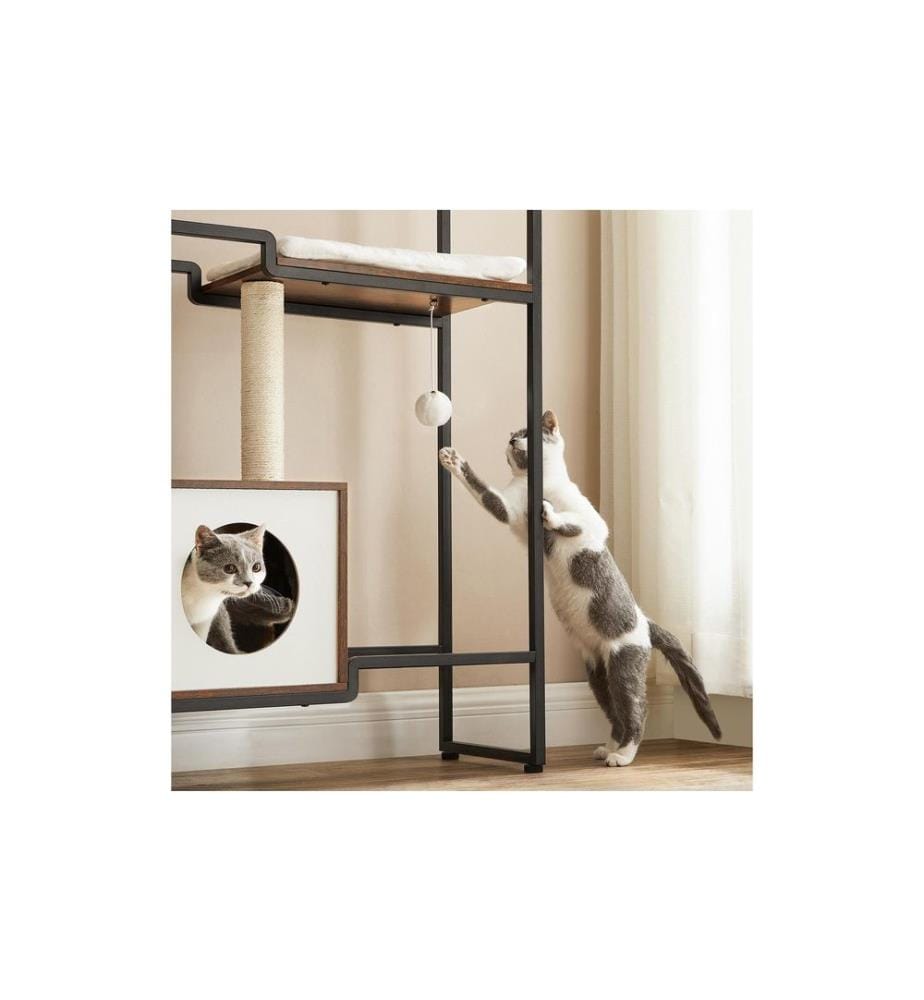 Feandrea - Arbre à chat avec tablette, 114 cm, brun vintage