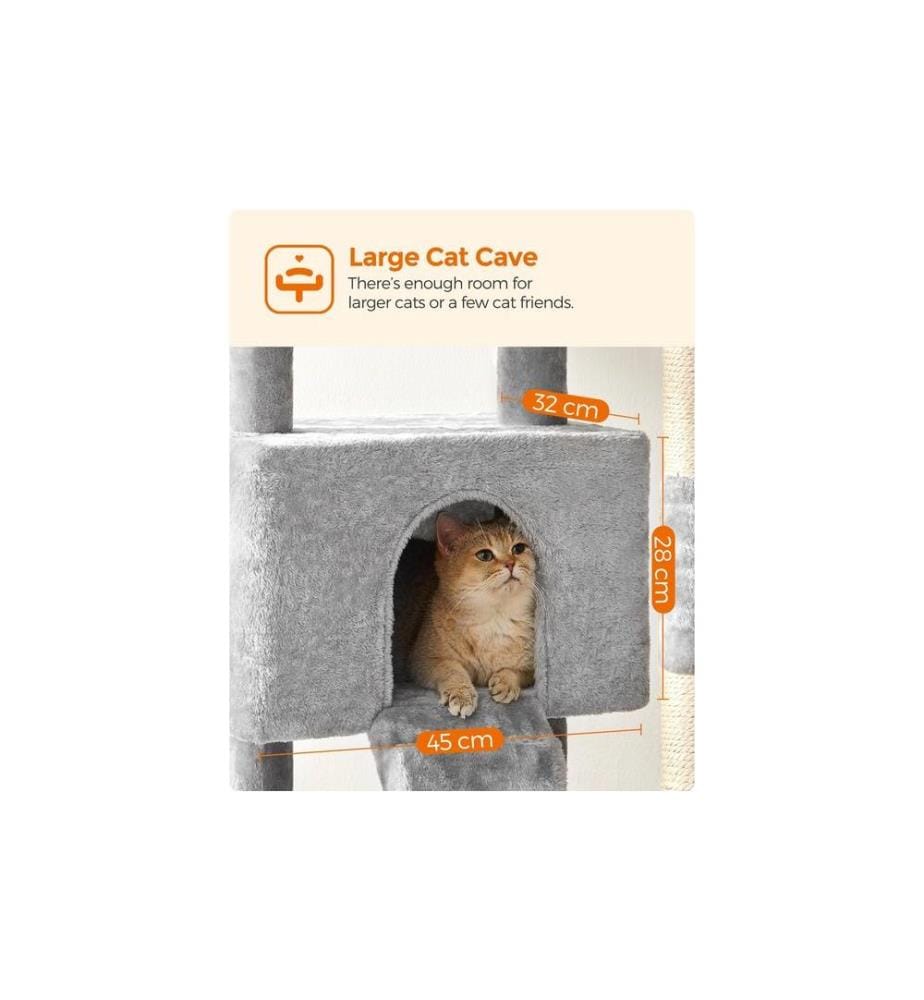 Feandrea - Arbre à chat 142 cm, gris/beige