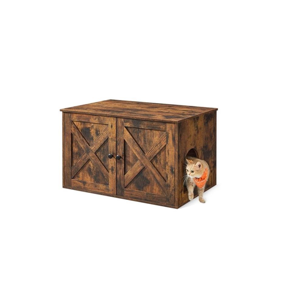 Feandrea - Maisonnette pour chat pour bac à litière, Marron vintage