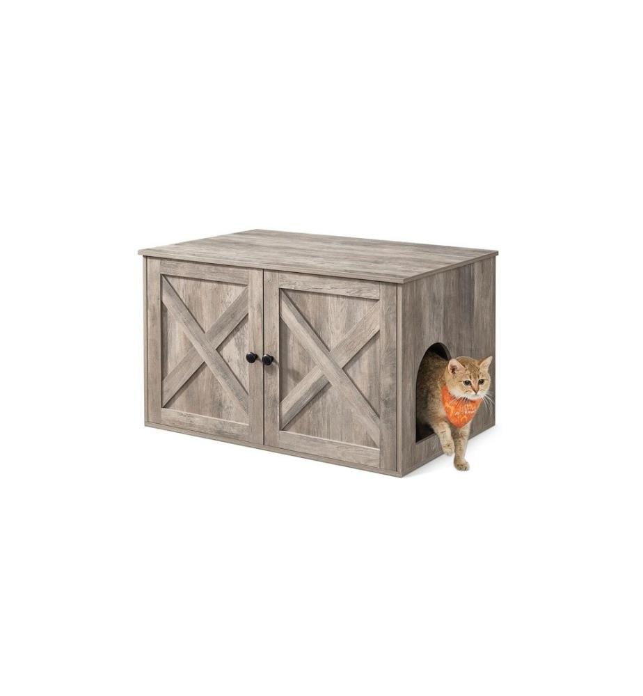 Feandrea - Maisonnette pour chat pour bac à litière, Gris
