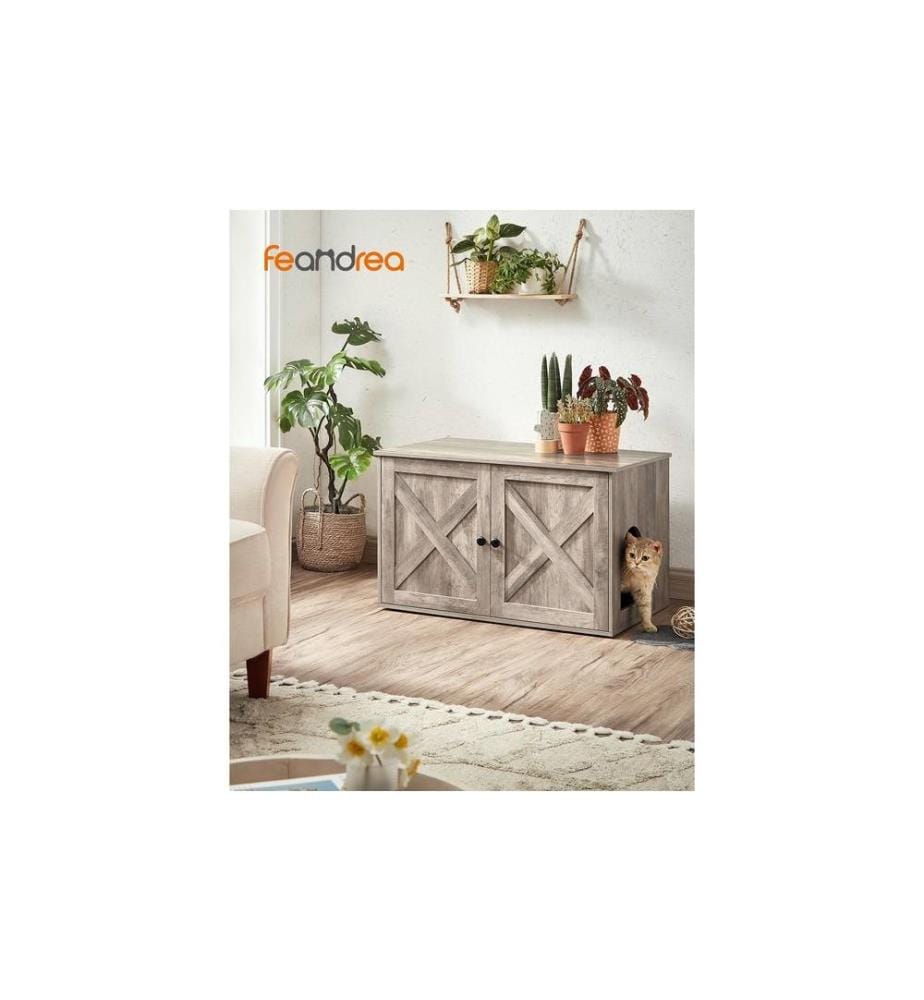 Feandrea - Maisonnette pour chat pour bac à litière, Gris