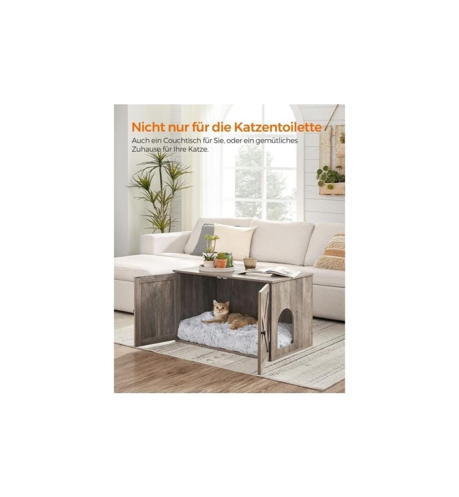 Feandrea - Maisonnette pour chat pour bac à litière, Gris