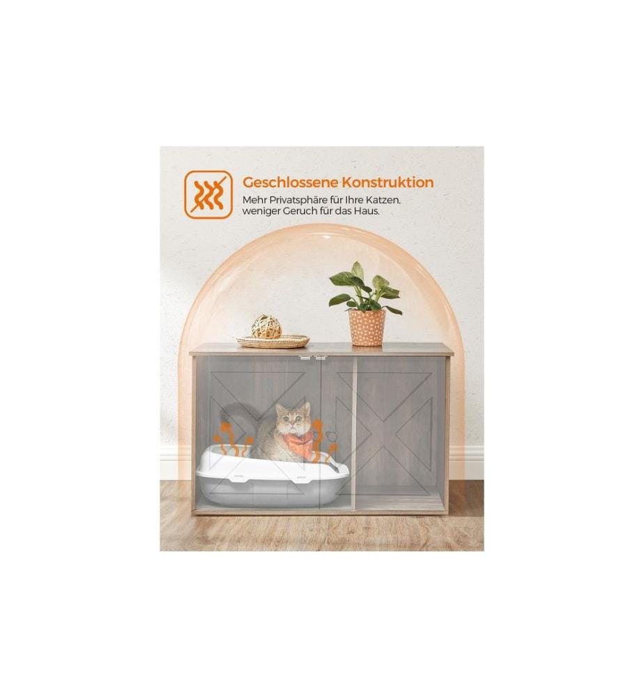 Feandrea - Maisonnette pour chat pour bac à litière, Gris