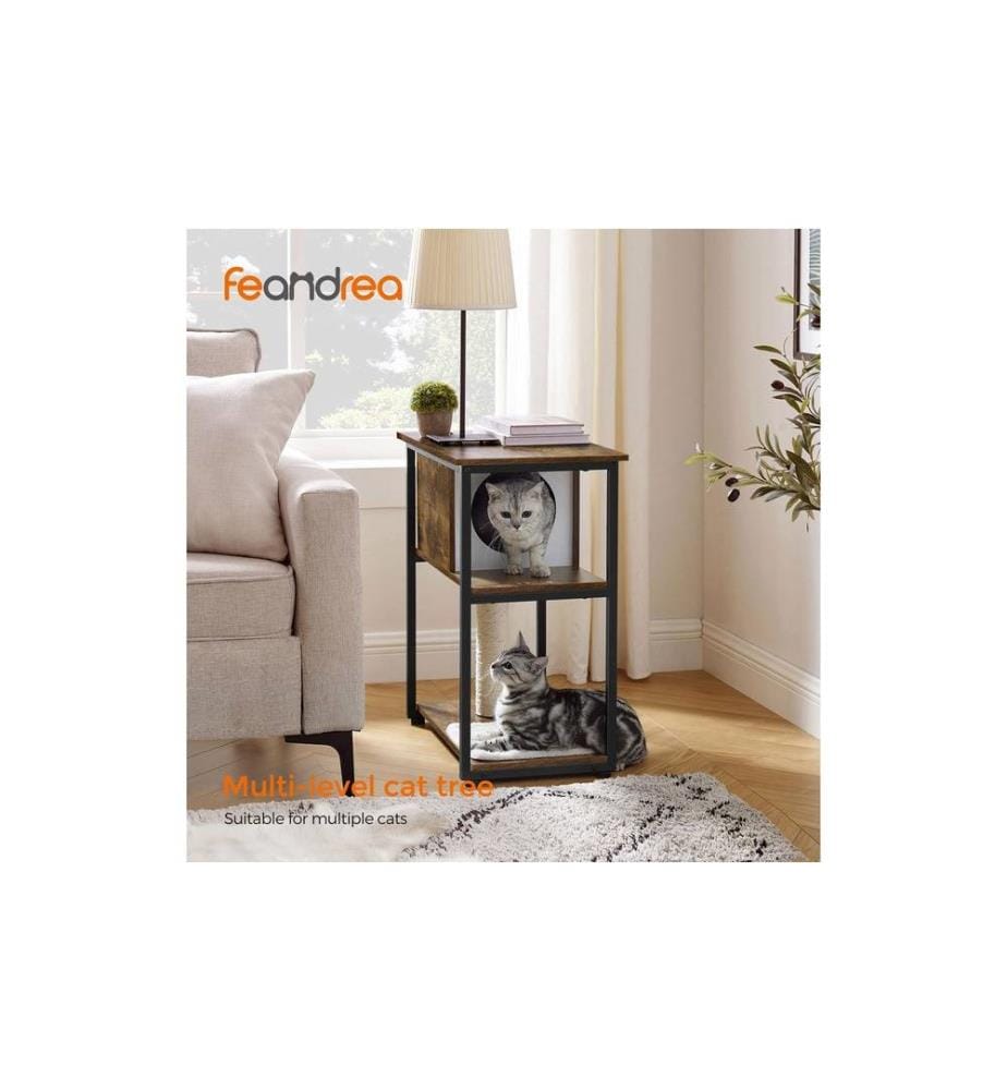 Feandrea - Arbre à chat avec tablette, 66 cm, brun vintage