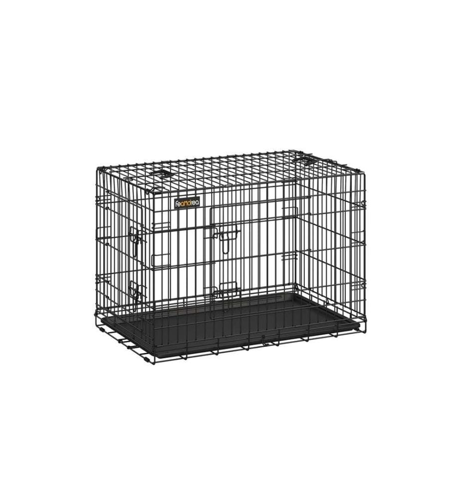 Feandrea - Cage pour chien avec 2 portes, 92.5 x 57.5 x 64 cm, noir