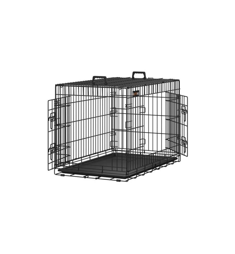 Feandrea - Cage pour chien avec 2 portes, 92.5 x 57.5 x 64 cm, noir