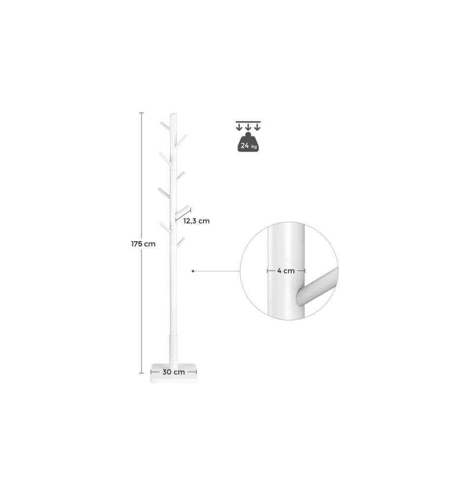 VASAGLE - Porte-manteau 175 cm, Blanc