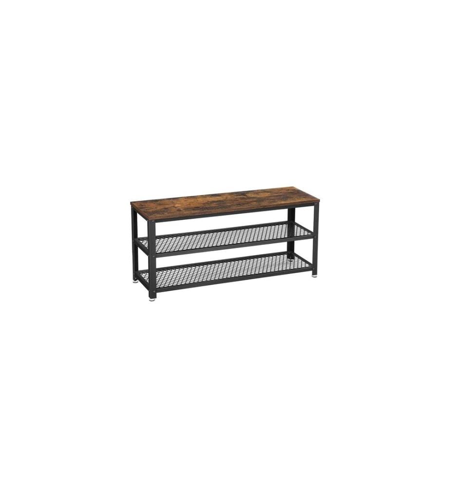 VASAGLE - Schuhregal 100 cm x 30 cm, Braun/Schwarz