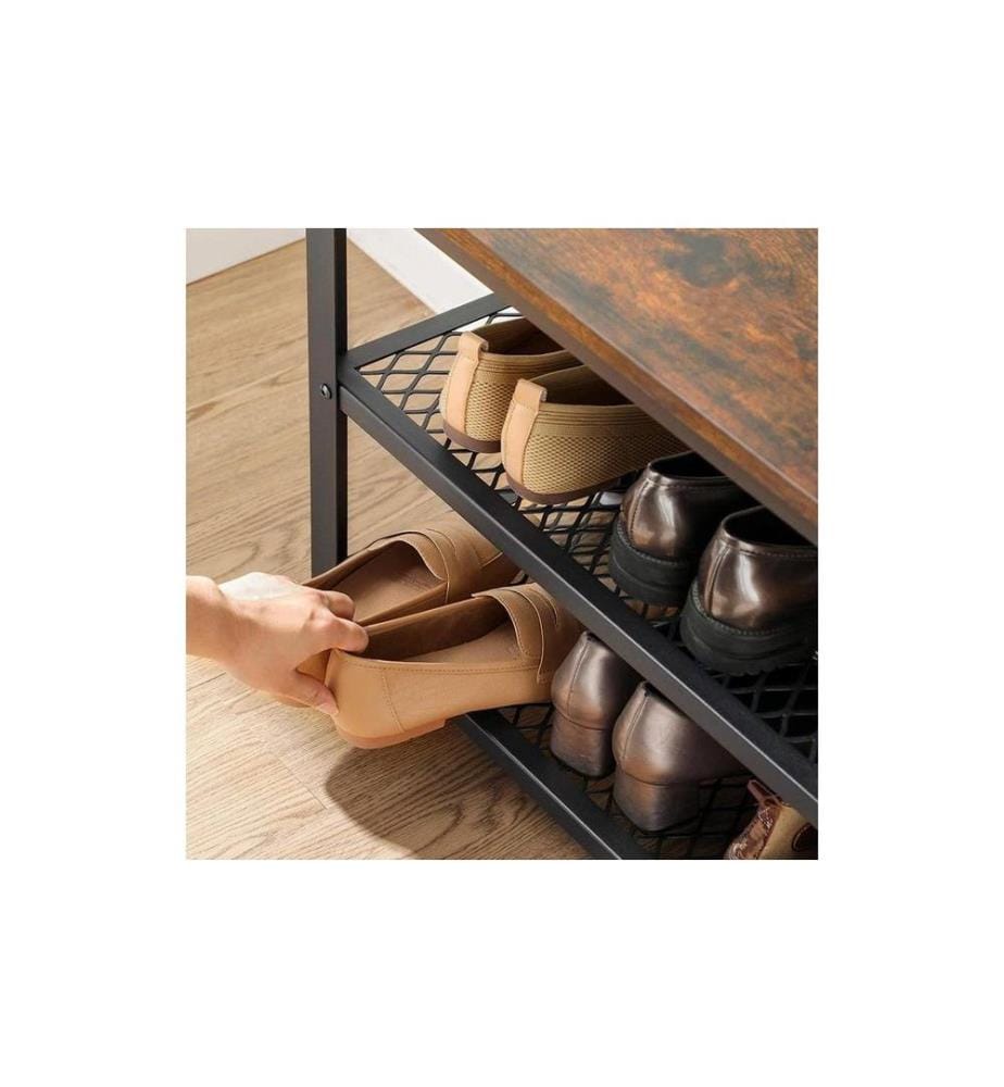 VASAGLE - Schuhregal 100 cm x 30 cm, Braun/Schwarz