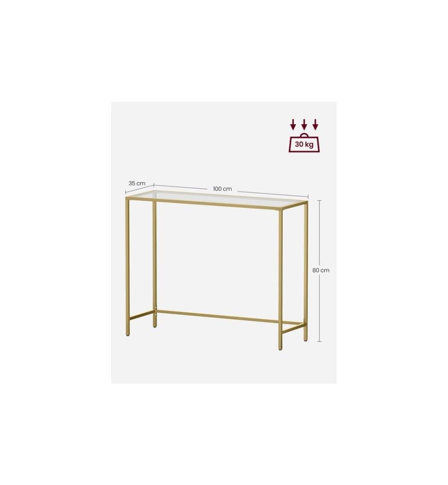 VASAGLE - Table console 80 cm x 100 cm, Doré