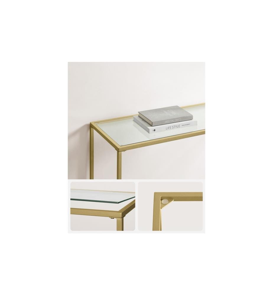 VASAGLE - Table console 80 cm x 100 cm, Doré