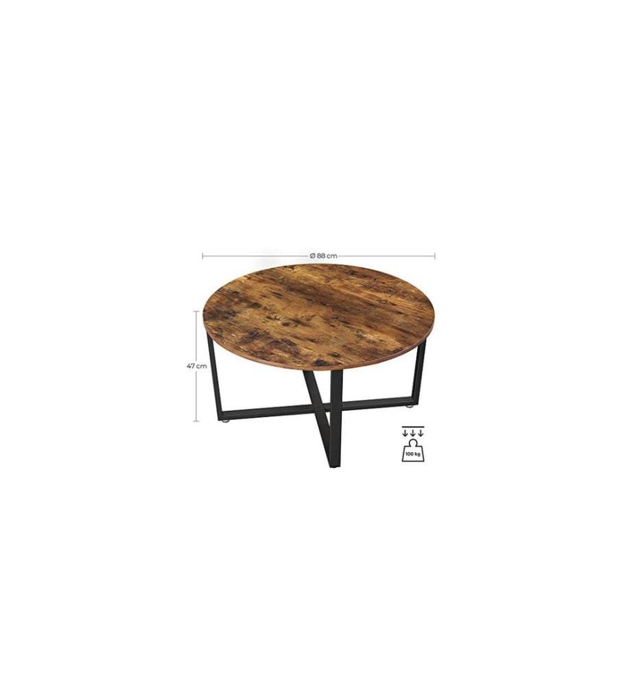 VASAGLE - Table basse 88 x 47 cm, Brun/Noir