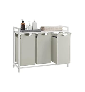 VASAGLE - Corbeille à linge avec tablette 3 x 38 l, Blanc